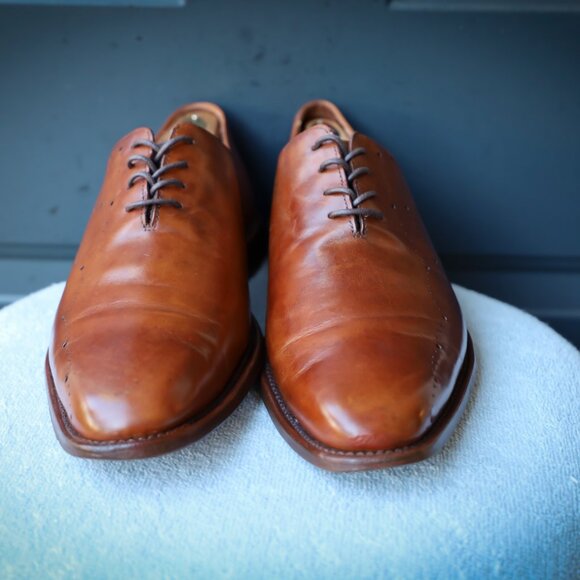 SALE - Allen Edmonds 10-E Greenwhich Wholecut Brown Oxford Mens Dress Shoes - Picture 6 of 13